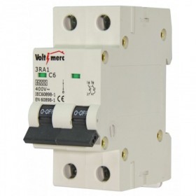 Interruptor magnetotérmico 2P 6A 6kA VOLTIMERC 3RA1