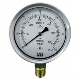 VENTOMETRO 100 MM. VERTICAL 1/2"GAS 0-600 MBAR/ 6000 MMH2O KL1% CON CERTIFICADO