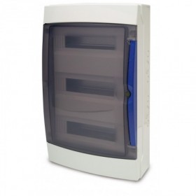 Caja distribución eléctrica de superficie puerta transparente 42 módulos VOLTIMERC AQ IP65