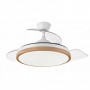 Ventilador de techo blanco/haya 3 aspas desplegables con luz y mando FABRILAMP EVROS Ø107cm