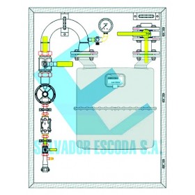 Armario  MPB para G40 en FIG I de membrana Ps: 300 mbar Q: 65 Nm3/h con máx. y min. MERCAGAS A40NGB