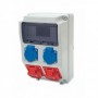 Caja eléctrica industrial 9 módulos con puerta transparente y tomas de enchufe IP65 230x215x155mm FAMATEL CBOX-MT9A