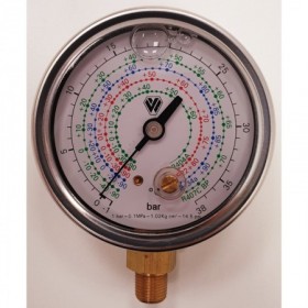 Manómetro de glicerina de alta para gas R22. R134A. R404A y R407C Ø63mm