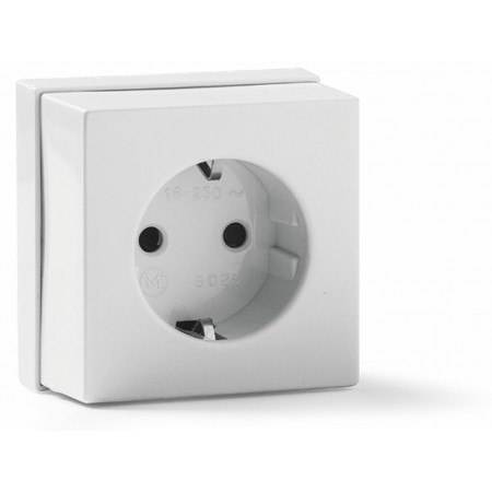Base enchufe superficie schuko blanco VOLTIMERC TT 16A 250VAC