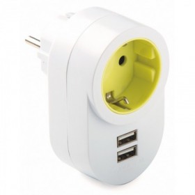 Adaptador enchufe con 2 USB VOLTIMERC TT 16A 250VAC