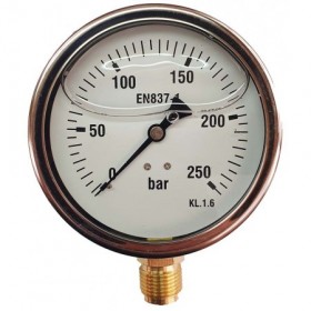Manómetro glicerina Ø100mm vertical 1/2" 0 a 250bar