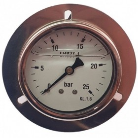 Manómetro glicerina Ø63mm horizontal con aro frontal 1/4" 0 a 25bar