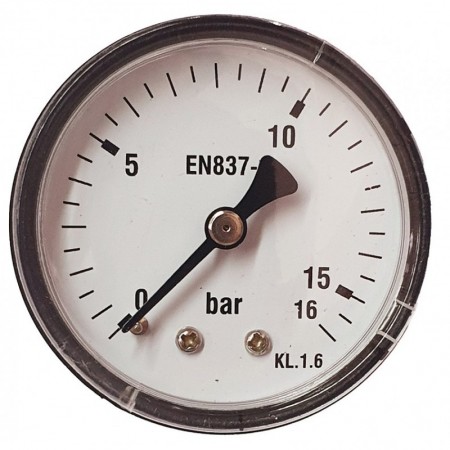 Manómetro Ø50mm horizontal 1/4" 0 a 16bar
