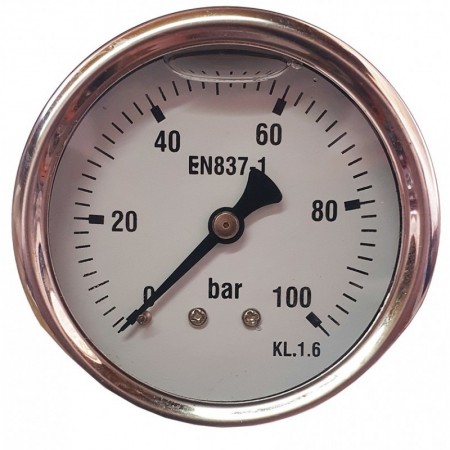 Manómetro glicerina Ø63mm horizontal 1/4" 0 a 100bar