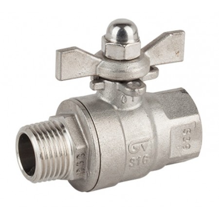 VALVULA ESFERA INOX. 2 PIEZAS PN-63 M-H 1/4" MANDO MARIPOSA