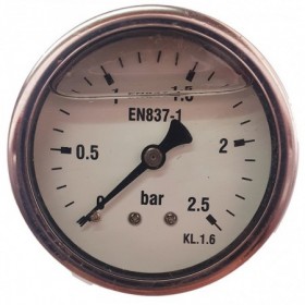 Manómetro glicerina Ø63mm horizontal 1/4" 0 a 2.5bar