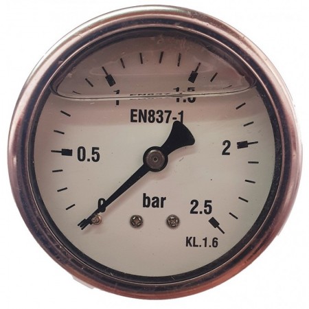 Manómetro glicerina Ø63mm horizontal 1/4" 0 a 2.5bar