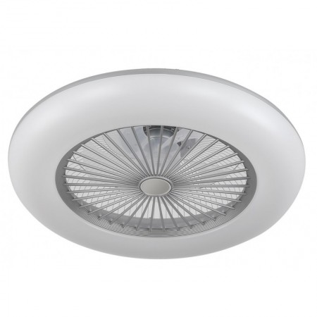 Ventilador de techo plata tipo plafón con luz y mando FABRILAMP PERI Ø55cm