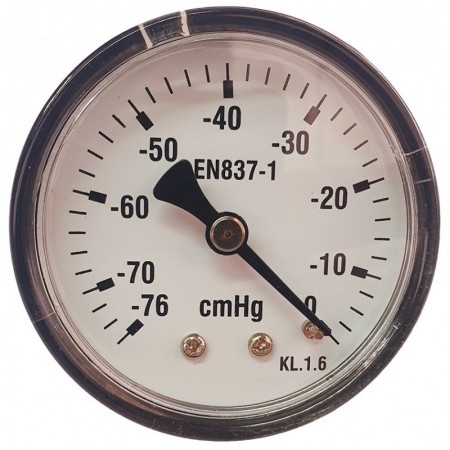 Vacuómetro Ø50mm horizontal 1/4" -76 a 0 cmHg