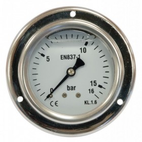 Manómetro glicerina Ø63mm horizontal con aro frontal 1/4" 0 a 250bar