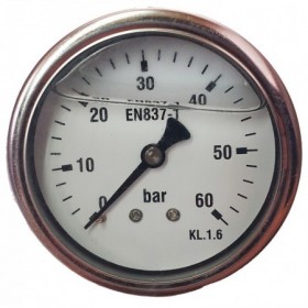 Manómetro glicerina Ø63mm horizontal 1/4" 0 a 60bar