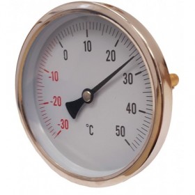 Termómetro bimetalico Ø100mm horizontal con vaina 1/2"x100mm -30 a 50ºC