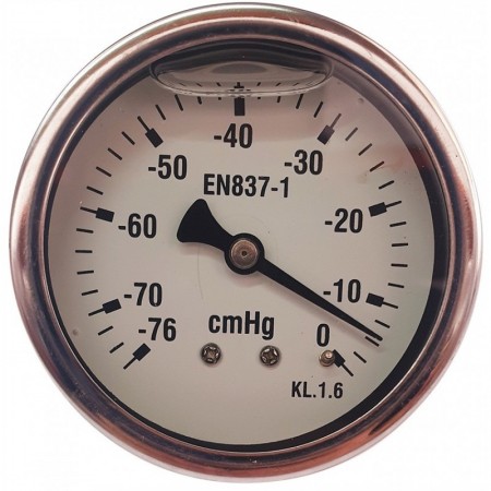 Vacuómetro glicerina Ø63mm horizontal 1/4" -76 a 0 cmHg