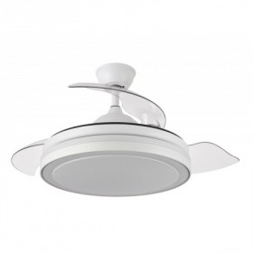 Ventilador de techo blanco 3 aspas desplegables con luz y mando FABRILAMP mini ESPARTA Ø91cm