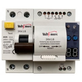Interruptor diferencial 4P 40A 300mA AC autorearmable VOLTIMERC 3RK18