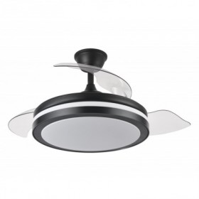 Ventilador de techo negro 3 aspas desplegables con luz y mando FABRILAMP ESPARTA Ø110cm