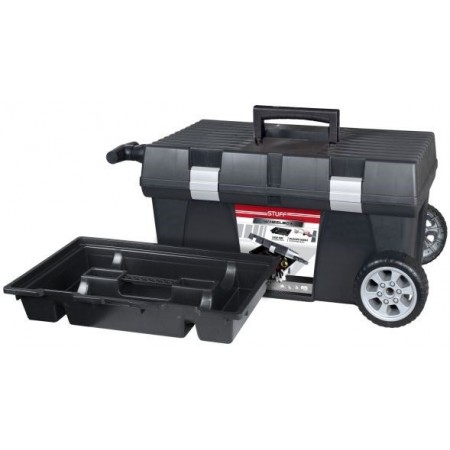 Caja de herramientas de plástico con ruedas y mango telescópico MERCATOOLS TROLLEY 760x380x330mm