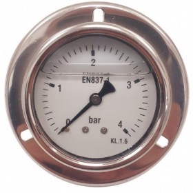 Manómetro glicerina Ø63mm horizontal con aro frontal 1/4" 0 a 4bar