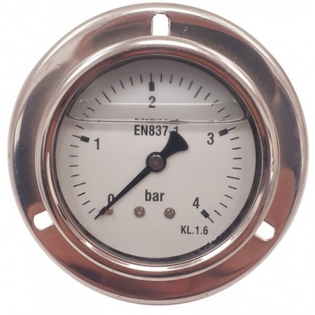 Manómetro glicerina Ø63mm horizontal con aro frontal 1/4" 0 a 4bar