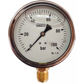 Manómetro glicerina Ø100mm vertical 1/2" 0 a 100bar
