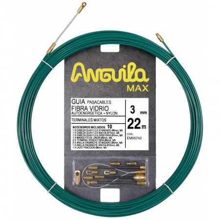 Rollo 22m guía pasacables FIBRA VIDRIO+NYLON ANGUILA MAX Ø3mm