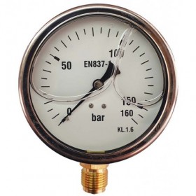 Manómetro glicerina Ø100mm vertical 1/2" 0 a 160bar