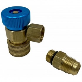 Conexión rápida con escuadra regulable de 3/8" para baja de color azul