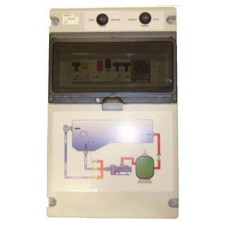 Cuadro eléctrico bomba e iluminación para piscina 4A 1x230VAC con y transformador 100W