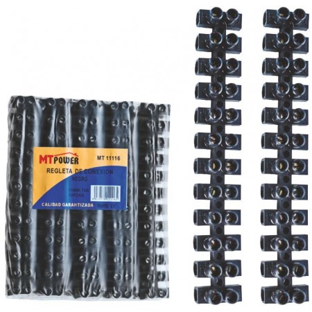 Regleta de conexiones eléctricas 12 polos negra VOLTIMERC sección 4mm²