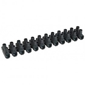 Regleta de conexiones eléctricas 12 polos negra VOLTIMERC sección 16mm²