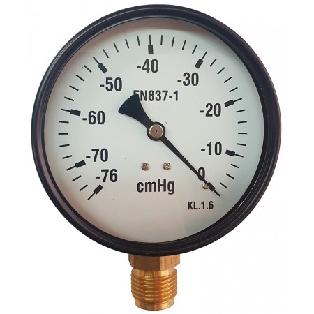 Vacuómetro Ø100mm vertical 1/2" -76 a 0 cmHg