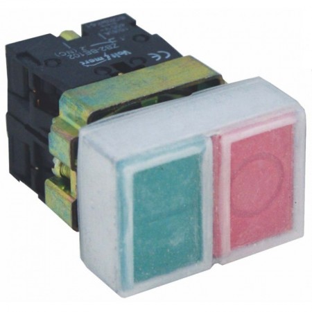 Pulsador doble para cuadro eléctrico Ø22mm rojo/verde 1NO+1NC IP65 VOLTIMERC