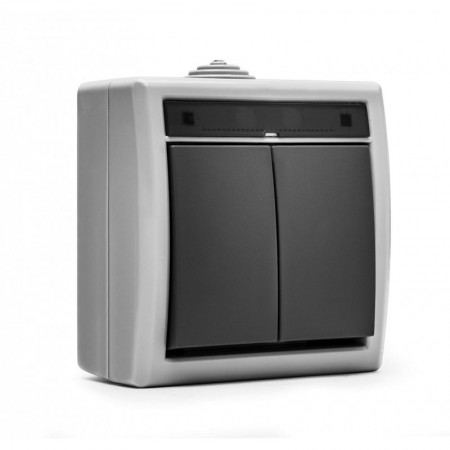 Interruptor doble interruptor superficie estanco negro VOLTIMERC 10A 250VAC IP55
