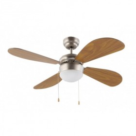 Ventilador de techo metal/madera 4 aspas con luz y accionamiento a cadena FM VT-105 Ø105cm