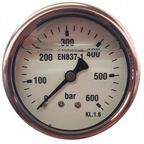 Manómetro glicerina Ø63mm horizontal 1/4" 0 a 600bar