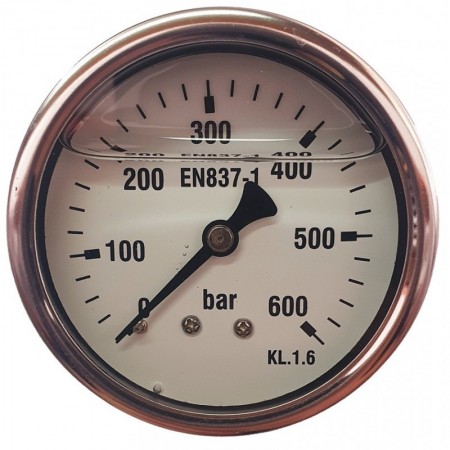 Manómetro glicerina Ø63mm horizontal 1/4" 0 a 600bar