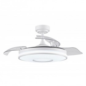 Ventilador de techo blanco 3 aspas desplegables con luz y mando FABRILAMP DANI Ø108cm