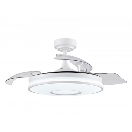 Ventilador de techo blanco 3 aspas desplegables con luz y mando FABRILAMP DANI Ø108cm