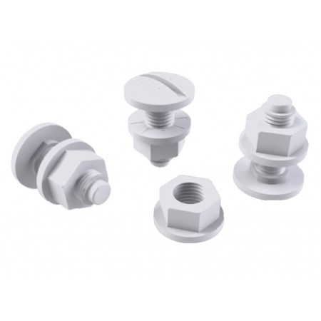 Kit 100uds Tornillos y tuercas PVC M8x22mm