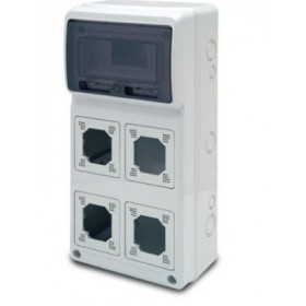 Caja eléctrica industrial enlazable 8 módulos y 4 troqueles para mecanismos IP65 FAMATEL CBOX-I84