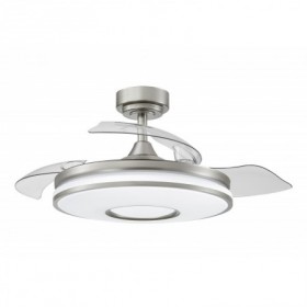 Ventilador de techo níquel 3 aspas desplegables con luz y mando FABRILAMP DANI Ø108cm