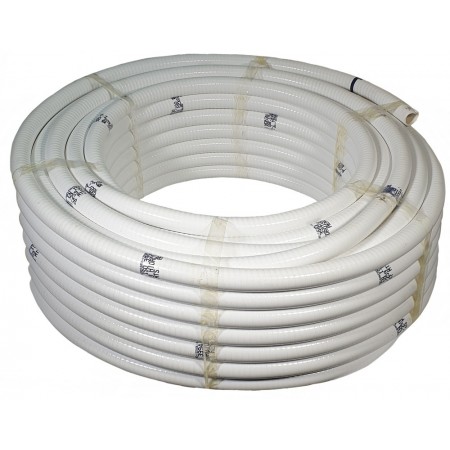 Rollo 25 metros Tubo PVC flexible espiral blanco Ø26/32mm para desagües