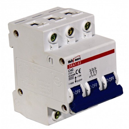 Interruptor magnetotérmico 3P 40A 6kA VOLTIMERC 3RA1