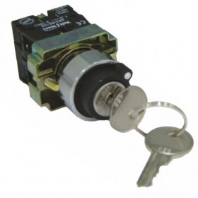 Selector para cuadro eléctrico con llave 3 posiciones sin retorno 1NO+1NO Ø22mm VOLTIMERC