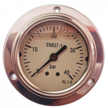 Manómetro glicerina Ø63mm horizontal con aro frontal 1/4" 0 a 40bar